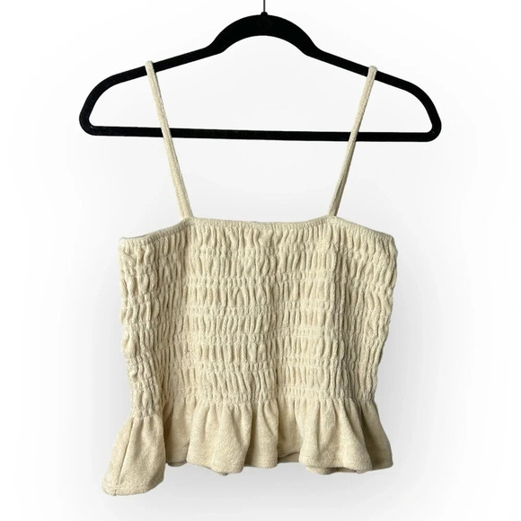 H&M  NWT Shirred Ruffle Crop Top M - Picture 2 of 5